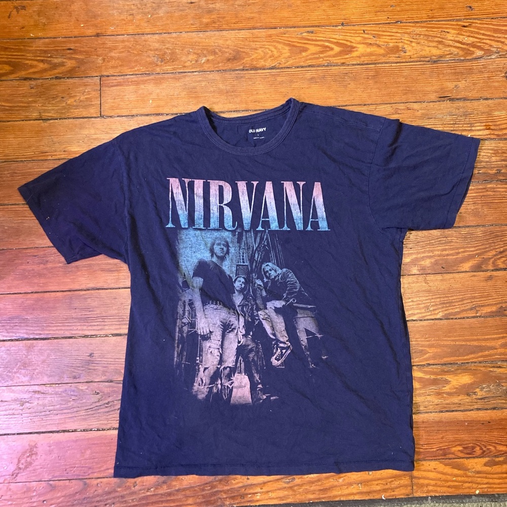 Old Navy Nirvana Navy Blue T-Shirt